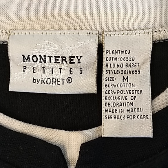 KORET MONTEREY PETITES black pullover fleecie sweatshirt - Picture 3 of 3